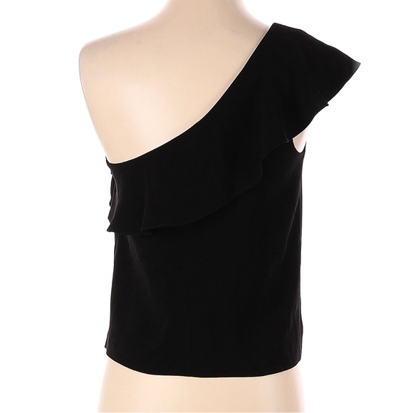 Club Monaco Willim One Shoulder Ruffle Tank Blouse Asymmetrical Black 00 - Picture 4 of 6